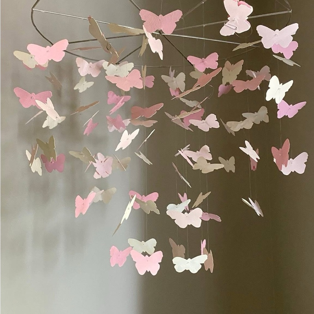 Pottery Barn Kids Pink and Cream Butterfly Mobile